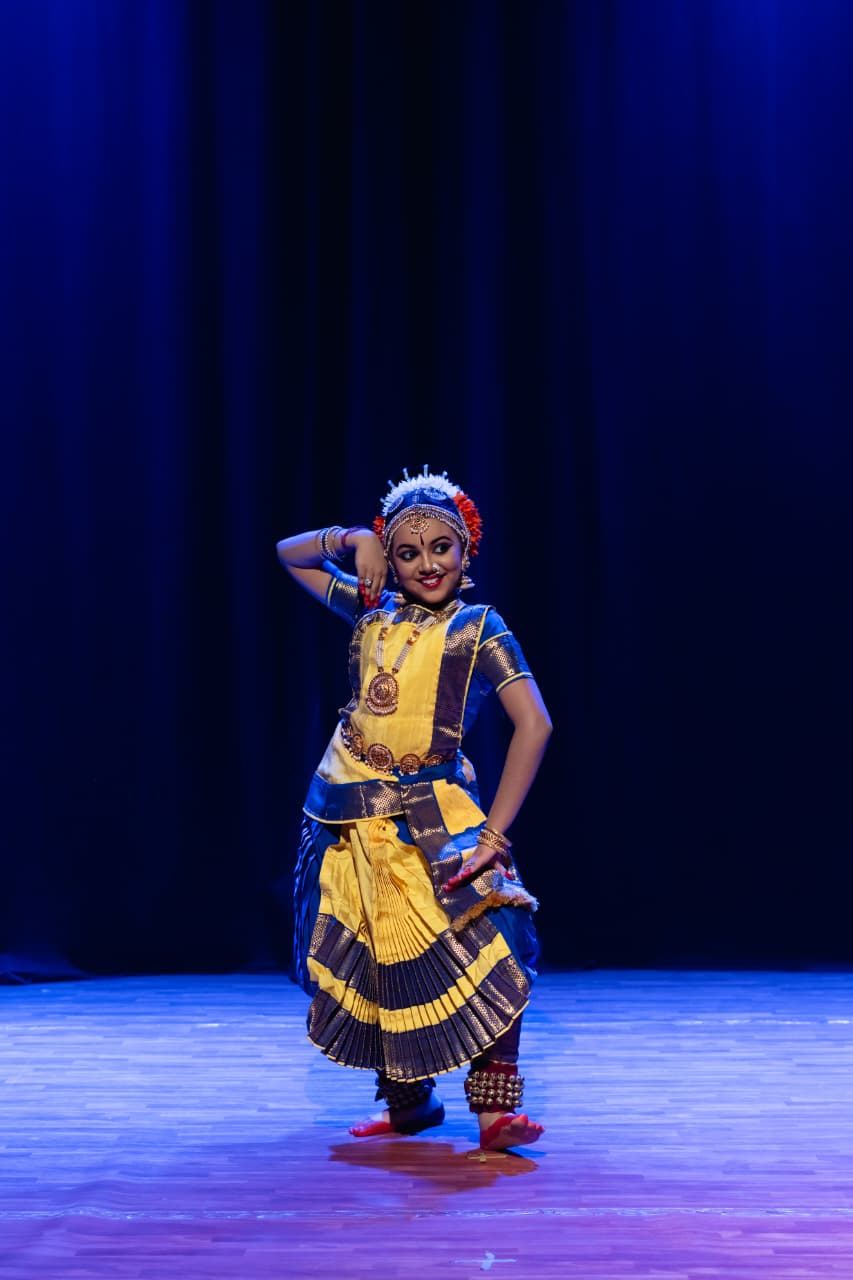 Kuchipudi beginner student performing on stage